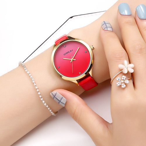 Lady Wrist Watch Quartz Woman Hours Best Fashion Dress Korea Bracelet Brand Leather Multicolored Crystal Knot CRRJU watch Box