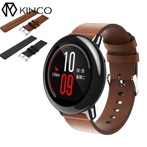 22mm Genuine Leather Watch Strap Replacement Bracelet Bands for Xiaomi Huami Amazfit