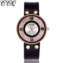 Load image into Gallery viewer, CCQ Brand Women Rhinestone Quartz Wrist Watch Cow Leather Bracelet Watch Casual Fashion Clock Best Gift Relogio Feminino Hot