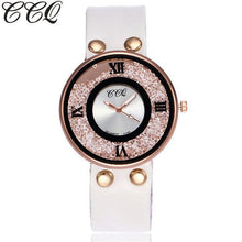Load image into Gallery viewer, CCQ Brand Women Rhinestone Quartz Wrist Watch Cow Leather Bracelet Watch Casual Fashion Clock Best Gift Relogio Feminino Hot