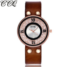 Load image into Gallery viewer, CCQ Brand Women Rhinestone Quartz Wrist Watch Cow Leather Bracelet Watch Casual Fashion Clock Best Gift Relogio Feminino Hot