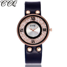 Load image into Gallery viewer, CCQ Brand Women Rhinestone Quartz Wrist Watch Cow Leather Bracelet Watch Casual Fashion Clock Best Gift Relogio Feminino Hot