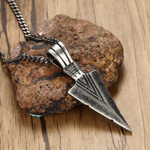 Men's Oxidized Vintage Spearhead Pendant Necklace for Men Stainless Steel Determination of Spirit Tribal Adventures Male Jewelry