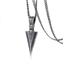 Load image into Gallery viewer, Men&#39;s Oxidized Vintage Spearhead Pendant Necklace for Men Stainless Steel Determination of Spirit Tribal Adventures Male Jewelry