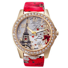 Load image into Gallery viewer, Quartz Watch Women Fashion Tower Pattern Diamond Dial Watches Men Faux Leather Watch Women&#39;s Dress Clock Montre Reloj