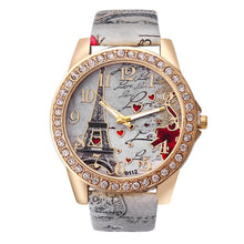 Load image into Gallery viewer, Quartz Watch Women Fashion Tower Pattern Diamond Dial Watches Men Faux Leather Watch Women&#39;s Dress Clock Montre Reloj