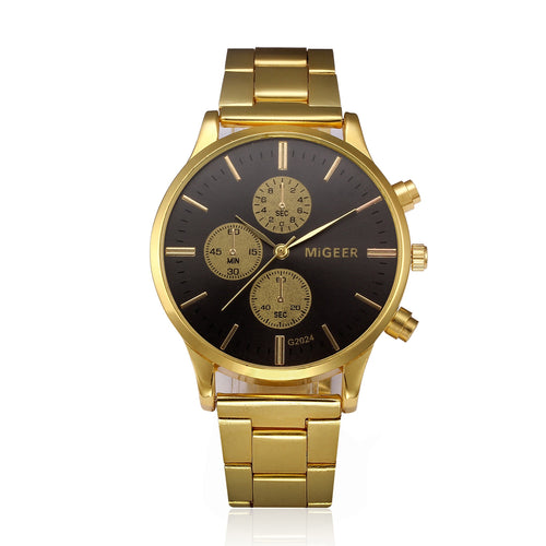 MIGEER Best Brand Watches Mens Classic Stainless Steel Band Business Wrist Watch Men Military Clock Casual Quartz Watches #Ju