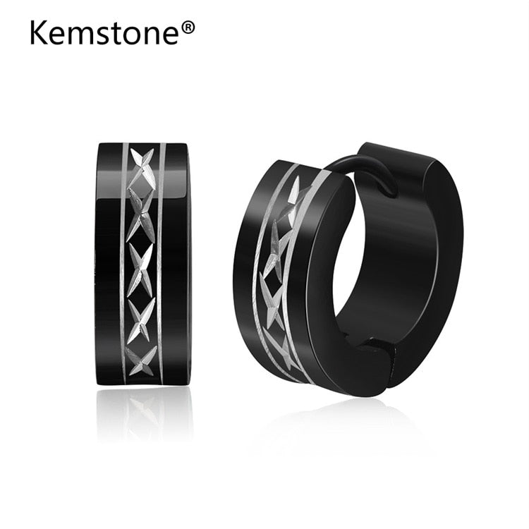 Kemstone Stylish Brushed Titanium Steel Stud Earrings Stainless Steel Black Earrings for Women Jwelery