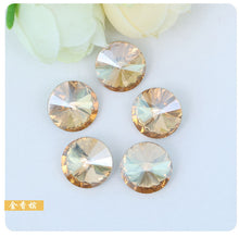 Load image into Gallery viewer, 300pcs 8mm/10mm/12mm/14mm/16mm/18mm Glass Crystal Rivoli Fancy Stone All  Colors Pointed Back Round  Stones Diy jwelery Findings