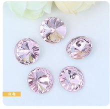 Load image into Gallery viewer, 300pcs 8mm/10mm/12mm/14mm/16mm/18mm Glass Crystal Rivoli Fancy Stone All  Colors Pointed Back Round  Stones Diy jwelery Findings