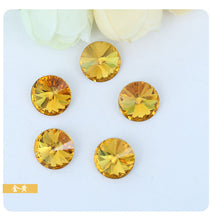 Load image into Gallery viewer, 300pcs 8mm/10mm/12mm/14mm/16mm/18mm Glass Crystal Rivoli Fancy Stone All  Colors Pointed Back Round  Stones Diy jwelery Findings