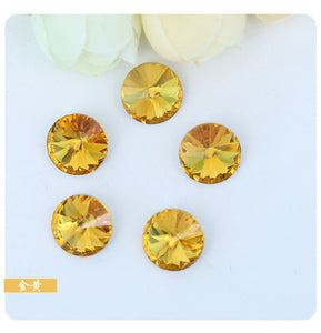 300pcs 8mm/10mm/12mm/14mm/16mm/18mm Glass Crystal Rivoli Fancy Stone All  Colors Pointed Back Round  Stones Diy jwelery Findings