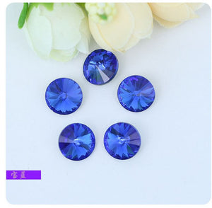 300pcs 8mm/10mm/12mm/14mm/16mm/18mm Glass Crystal Rivoli Fancy Stone All  Colors Pointed Back Round  Stones Diy jwelery Findings