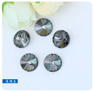 300pcs 8mm/10mm/12mm/14mm/16mm/18mm Glass Crystal Rivoli Fancy Stone All  Colors Pointed Back Round  Stones Diy jwelery Findings