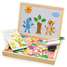 100PCS Magnetic Puzzle Figure /Animals/ Vehicle /Circus troupe Painting Board 5 styles puzzle Box Wood t