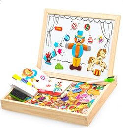 100PCS Magnetic Puzzle Figure /Animals/ Vehicle /Circus troupe Painting Board 5 styles puzzle Box Wood t