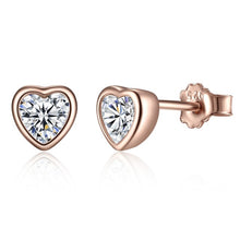 Load image into Gallery viewer, BAMOER Genuine 100% 925 Sterling Silver Romantic Heart Blue CZ Stud Earrings for Women Sterling Silver Jewelry Gift PAS452-G
