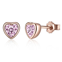 Load image into Gallery viewer, BAMOER Genuine 100% 925 Sterling Silver Romantic Heart Blue CZ Stud Earrings for Women Sterling Silver Jewelry Gift PAS452-G