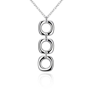 New Fashion 925 stamped silver plated Classic Jewelry Sets Square Pendant Necklace Stud Earrings For Party Women Wedding Jwelery