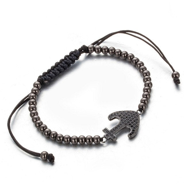 Classic golden black Round beads bracelet Hand rope chain bangles adjustable size Fashion jwelery Mens womens accessories 2018