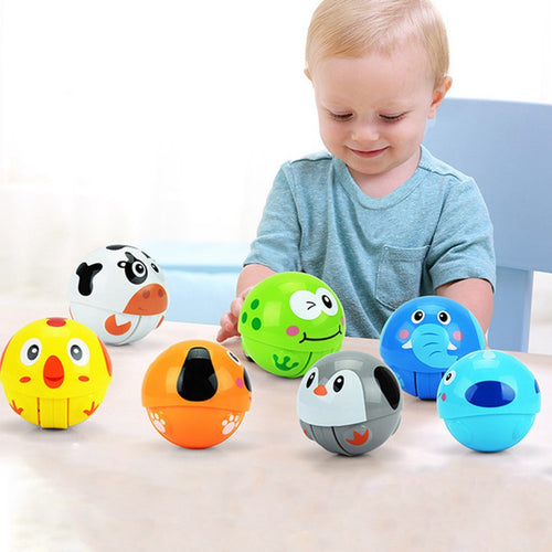 1 Pcs Color Random Baby Toy Ball Cartoon Animal Running Tumbler para Bebe   With Package