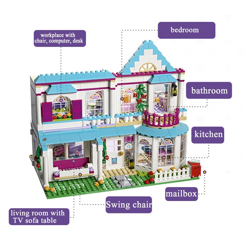 Model building kits Girl Series Friends The Romantic Doll Stephanie\'s House Set Compatible with Lego 41314 Brick figure toys