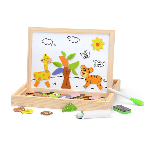 100PCS Magnetic Puzzle Figure /Animals/ Vehicle /Circus troupe Painting Board 5 styles puzzle Box Wood t