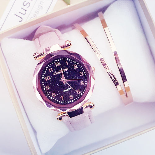 Women Watches Hot Sale Leather Ladies Bracelet Watch Casual Female Clock