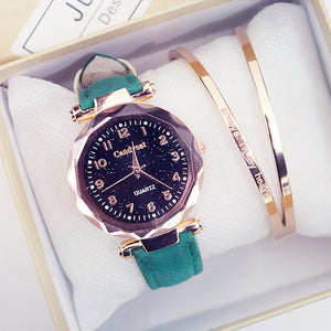 Women Watches Hot Sale Leather Ladies Bracelet Watch Casual Female Clock