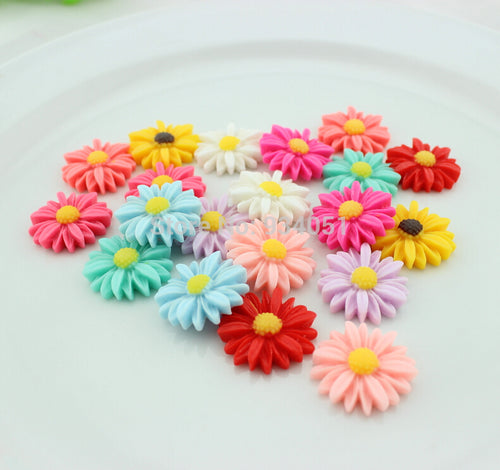 100pcs Bloom Cute Daisy Flower Flatback Cabochons Cab 26mm , Hair Accessory